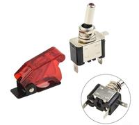 12V DC Heavy Duty 20 AMP SPST For Toggle Switch with Safety Flip Cover and Red LED Light for Automotive and Aircraft Use