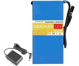 12V DC Lithium Battery - Capacities from 4800mAh to 9800mAh for Electronic Devices and LED Strip Lights (5800mAh)