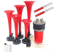 12V Dixie Air Horns Dukes of Hazzard 5-Trumpet Set for Car/Truck VOGREX Red One Size