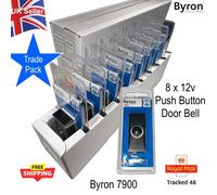 12v Door Bell x 8 BYRON 7900 Trade Pack Black Surface Mount Bell Push IP44 Rated