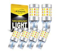 12V Dual Color LED Bulbs T10 W5W 501 3014 40-SMD,1200 Lumens,White + Yellow Switching, Non-Polarity, Error-Free Decoding Chip-Direct Replacement for Car Interior,Side,Number Plate Lights(6PCS)