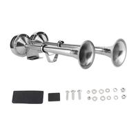 12V Dual Trumpet Air Horn 304 Stainless Steel Polished Siren Loud Electric Horn for Marine Boats RV SUV Truck Chrome Color