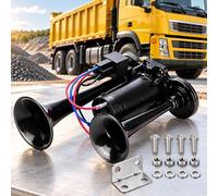 12V Dual Trumpet Truck Air Horn for Volkswagen Multivan | 12V twin-trumpet air horn with built-in compressor, pre-connected wiring and mounting hardware for your truck.