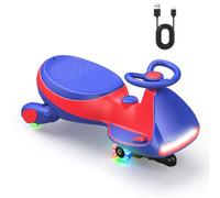 12V Electric Kids Car, Anti-tipper, Ergonomic, Steering Wheel Powered, 2 Speeds, Flashing Wheels, Bluetooth, Charging Type C, for Children from 3 Years, 68 Kg blue
