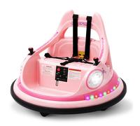 12V Electric Ride On Bumper Car for Toddler & Kids Ages 1.5-6 Years with Remote Control, 2PCS DIY Stickers, 360 Degree Spin, Lights, Sounds, Pink
