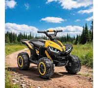 12V Electric Ride-on Quad Bike for Children 3-5, ATV Toy with Parental Remote, Two Speeds, Smooth Start, LED Headlights, Horn & Music, Bluetooth Audio, 4-Wheel Suspension, EVA Anti-Slip Tyres, Yellow