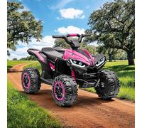 12V Electric Ride-on Quad Bike for Children 3-5, ATV Toy with Parental Remote, Two Speeds, Smooth Start, LED Headlights, Horn & Music, Bluetooth Audio, 4-Wheel Suspension, EVA Anti-Slip Tyres, Pink
