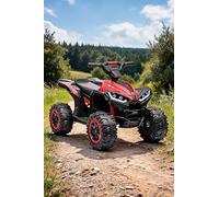 12V Electric Ride-on Quad Bike for Children 3-5, ATV Toy with Parental Remote, Two Speeds, Smooth Start, LED Headlights, Horn & Music, Bluetooth Audio, 4-Wheel Suspension, EVA Anti-Slip Tyres, Red