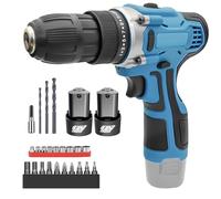 12V Electric Screwdriver, Cordless Drill Driver, 2 Speed, Small Hand Drills with LED Light, Included a Charger, 2 x 3000mAh Battery, and 12pc Accessories for Home Office DIY