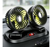 12V Electric Vehicle Cooling Fan, 360° Rotation Portable Car Fan, Plugs into Cigarette Lighter, Powerful Silent Car Cooling-fan for Truck, SUV, RV, Boat (Dual-Head)