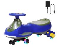 12V Electric Wiggle Car for Kids, 2-in-1 Battery Powered Swing Ride on Toy | Easy Foot Pedal Control, Max Speed 4MPH, Anti-Rollover Triangle Chassis, Color Flashing PU Wheels, Interactive Touch Panel