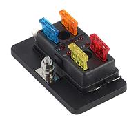 12V Fuse Box 4 Way, 4 Way Blade Fuse Holder, 4 Way Circuit Blade Fuse Box Block Holder With LED Warning Light Kit For Car Van Boat Marine Fuse