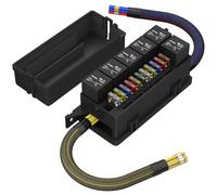 12V Fuse Relay Box with 6 Relays and 11 Way ATC/ATO Blade Fuses, Pre-Wired Fuse and Relay Box 12 Vlot Relays Fuses Boxs Block for Automotive Marine Boat