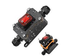 12V Inline Cord Switch IP67 Waterproof, Outdoor ON/Off Toggle Switch DC 12V-24V with Red LED Rocker Button, 20A Inline Power Switch 12 Volt On Off Switch Two-Side Entry and Exit Line