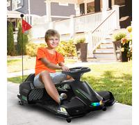 12V Kids Electric Go Kart with Music, LED Lights, Slow Start HOMCOM Black 100cm x 100cm