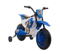 HOMCOM Kids Electric Motorbike, 12V Battery Powered Kids Motorbike for Boys and Girls with Training Wheels, Start-up Button, Pedal, for Ages 3-5 Years - Blue