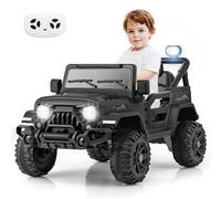 12V Kids Electric Ride on Car, Battery Powered Kids Off Road Truck with LED Lights, Music, Horn, Remote, Wireless, 2 Motors Ride on Vehicle Toy for Boys Girls 3+ Years Old (Black)