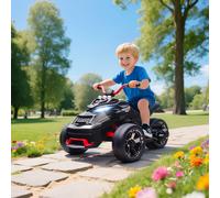 AIYAPLAY Kids Electric Ride On Car, 12V Battery Powered Ride On ATV with MP3 Player, Horn, 2 Speeds, LED Lights, 3 Wheeler Electric Vehicle Toy Car for Boys & Girls Ages 3-8, Black