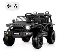 12V Kids Electric Ride on Car for 3-8, 2 Motors Off Road Truck with 2.4G Remote Control, LED Lights, Music, Horn & Wireless Connection, Battery Powered Ride on Toy for Boys Girls (Black)