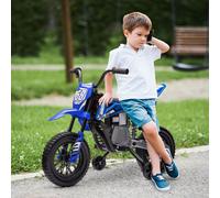 AIYAPLAY Kids 12V Electric Ride-On Motorbike with Twist Grip Throttle and Training Wheels - Blue, Blue