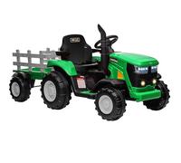 12V Kids Electric Tractor with Detachable Trailer,Dual 35W Motors, 3 Speeds, Remote Control, LED Lights, Music & Horn,Safe Ride-on Vehicle for Children Aged 3-8