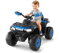 12V Kids Ride On ATV Car w/Parent Remote Control, Spring Suspension, LED Lights, Bluetooth, Music, USB, Early Education, Volume Control, Off-Road Design w/Colorful LED Flag, Boys & Girls Gift