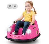 12V Kids Ride On Bumper Car, 360-Degree Battery Powered Toy Car with Remote Control, 360 Degree Spin, LED Light, Music, Kids Ride on Bumping Car for Boys Girls for 2-5 Years Old (Pink)