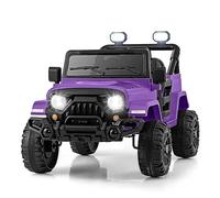 12V Kids Ride on Car, Battery Powered Electric Vehicle Truck with with Remote Control, Wireless, LED Lights, Music, Horn, 2 Motors Off Road Toy for Boys Girls 3+ Years Old (Purple)