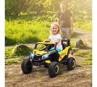 AIYAPLAY 12V Kids Ride On Car with Remote Control, Electric UTV with Slow Start, Suspension System, LED Lights, Music, USB Port, for Boys Girls 3-5 Years, Yellow