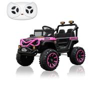 12V Kids Ride On Jeep-Style Car with Remote Control, Bluetooth Music & Stories, LED Headlights, Shock Absorption, Double Doors with Lock, Safe Speed, Battery Powered Electric Vehicle for Boys & Girls