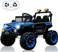 12V Kids Ride On Jeep-Style Car with Remote Control, Bluetooth Music & Stories, LED Headlights, Shock Absorption, Double Doors with Lock, Safe Speed, Battery Powered Electric Vehicle for Boys & Girls