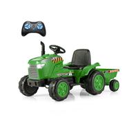 COSTWAY 12V Kids Ride On Tractor with Trailer with Remote Control and Lights and Horn-Green, Green