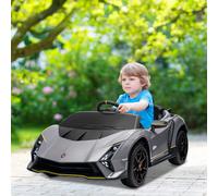 AIYAPLAY 12V Lamborghini Autentica Licensed Kids Electric Car with Butterfly Doors, Ride on Car with Remote Control, 4 Suspension Wheels, Soft Start, LED Lights, Music, Horn, Grey