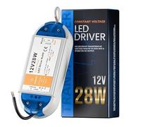 12V LED Driver 28W Transformer, Mains AC 240V to DC 12V 2.5A Low Voltage LED Power Supply Constant Voltage for 12 Volt Strip Lights Cabinet Light or G4 Bulbs MR16 Lamps MR11 Spotlights