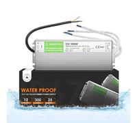 12V LED Driver 300W LED Transformer Waterproof Outdoor IP67 AC 240V to DC 12V 25A Power Supply With Plug Constant Low Voltage Adapter for Strip Light Garden Shed Cabinet Light.