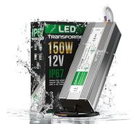 12V LED Driver Lighting Outdoor Transformer 150W 12.5A, IP67 Waterproof Transformer, Constant Voltage LED Power Supply, AC to DC Low Voltage Light Adapter, for Garden LED Lamps and Shed Light (150W)