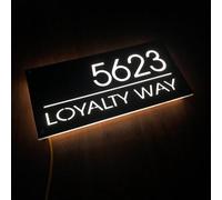 12V LED House Sign "Modern LED House Numbers Outdoor:Personalized Art Deco Backlit Address Sign for Increased Visibility"