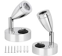 12V LED Spot Reading Light, RV Interior Lighting, Rotatable Reading Light, 3W Warm Light 3000K with On/Off Button for Camping Tents Camper Caravan Van for Motorhome Gadgets (2PCS)