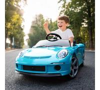 AIYAPLAY Electric Car for Kids 12V Licensed RUF GT for 3-5 Years - Blue - 108L x 65.5W x 47H cm