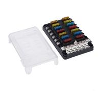 12V Marine Fuse Block with LED Blown-Fuse Indicator, 12-Circuit Independent Positive/Negative Fuse Panel, 32V DC Rated, 100A Total Load,