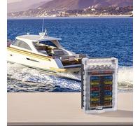 12V Marine Fuse Block with LED Blown-Fuse Indicator, 12-Circuit Independent Positive/Negative Panel, 30A per Circuit, 100A Total, for Boats, Yac