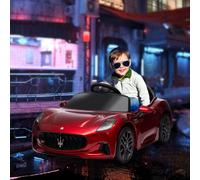 AIYAPLAY 12V Maserati Gran Turismo Folgore Lincesed Kids Electric Car, Red, Red