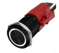 12V Metal Momentary Push Button Switch 22mm with LED Light Self Reset ON OFF IP67 Waterproof Dustproof for Electronic Devices (White)