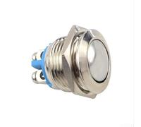 12V Metal Push Button Switch 16mm Waterproof Momentary NO Contact for Use in Electromagnetic Starters, Relays, and Contactor Circuits (curved)