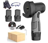 12V Mini Angle Grinder with Cutting Disc, Portable Cordless Cut Off Tool - 15,000 RPM Handheld Grinder for Metal & Wood for Cutting, Grinding & Polishing (Two Battery)