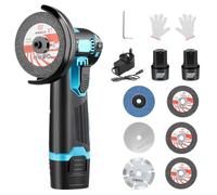 12V Mini Cordless Angle Grinder, Angle Grinder Tool with 2x2000mAh Batteries, 19500 RPM, 6 Cutting Discs, 3 in/76mm Side Disc, Grinding Machine for Cutting Polishing Sharpening