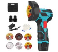 12V Mini Cordless Angle Grinder, Brushless Battery Angle Grinder with 6 Cutting Discs & 1 Gloves, 2pcs 1500mAh Batteries, 19500 RPM Grinding Machine for Cutting, Polishing and Grinding