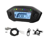 12V Moto Dashboard Digital Speedometer Tachometer Motorcycle Instrument LCD Display 0~10000 RPM For 1-4 Cylinder Speedometer(Color-C Black)