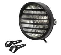 12V Motorcycle Grill Headlight with Bracktes Motorbike Retro Headlights Motor Moto Scooter Vintage Front Light Round Lamp,obvious