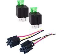 12V on/Off Fuse Relay, 30A Automotive 4-pin Fuse Socket Mount, with 14 AWG Heavy-Duty Wire, 2 Sets